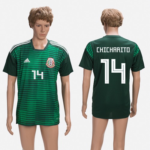Mexico #14 Chicharito Green Training Soccer Country Jersey - Click Image to Close